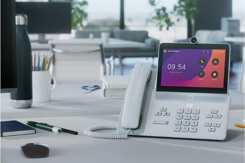 Businessperson using a smartphone in an office